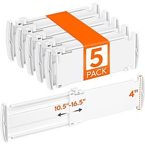 Prime Members: 5-Pk Lifewit 4" Expandable Drawer Dividers $8 + Free S&H