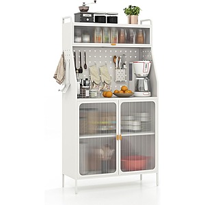 5-Tier Storage Pantry Organizer w/ Pegboard & Hutch (White) $75 + Free S&H