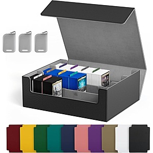 UAONO 3-Row Trading Card Storage Box w/ 10 Dividers & 3 Stoppers (1800 Cards)
