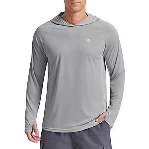 PINSPARK Men's UPF 50+ Sun Shirts Long Sleeve Rash Guard Hoodie