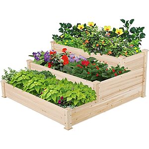 47" 3-Tier Yaheetech Wooden Raised Garden Bed Planter $48 + Free S&H