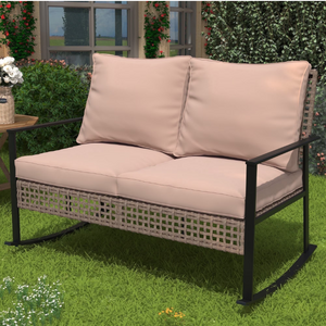 Ainfox Outdoor Patio Furniture Wicker Rocking Loveseat Sofa (3 Colors) $130 + Free S&H