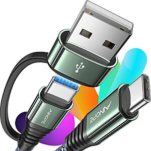 AINOPE USB-C to USB A/C Cables: 10' 240W Right Angle $6.60, 10' 60W $6, 1' 60W $4 & More
