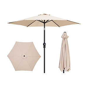 7.5' Ainfox Outdoor Market Patio Umbrella w/ Tilt & Crank (Beige, No Base)