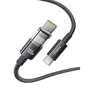 6.6' Baseus 100W USB-C to USB-C Fast Charging Cable w/ LED Display