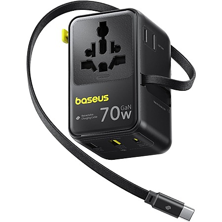 Baseus Enercore CG11: 6-in-1 Universal International 70W GaN Travel Adapter w/ Retractable Cable $25 + Free Shipping