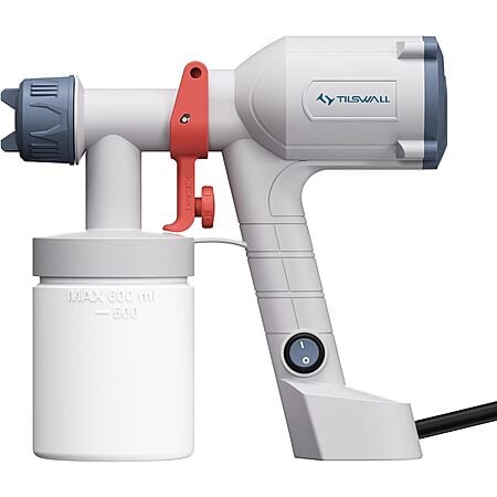 Tilswall HVLP Ultra-Light Electric Paint Sprayer w/ 20-Oz Detachable Cup, 2 Nozzles & 3 Patterns $18 + Free Shipping