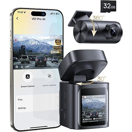 Baseus VD1 Pro Solar Dual Dash Cam: 4K Front & 1080P Rear w/ STARVIS & 32GB SD Card $90 + Free Shipping