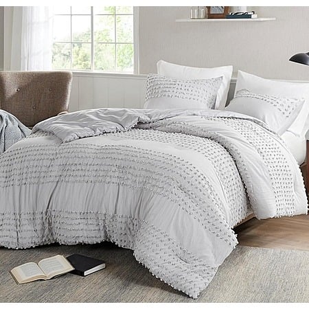 3-Pc Comfort Spaces Cotton Jacquard Pom-Pom Tufts Comforter Set (Twin/Twin XL, Grey) $17.99 + Free Shipping w/ Prime or $35+ Orders