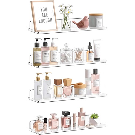 Prime Members: Lifewit 4-Pack 14" Floating Clear Shelves $7 + Free Shipping