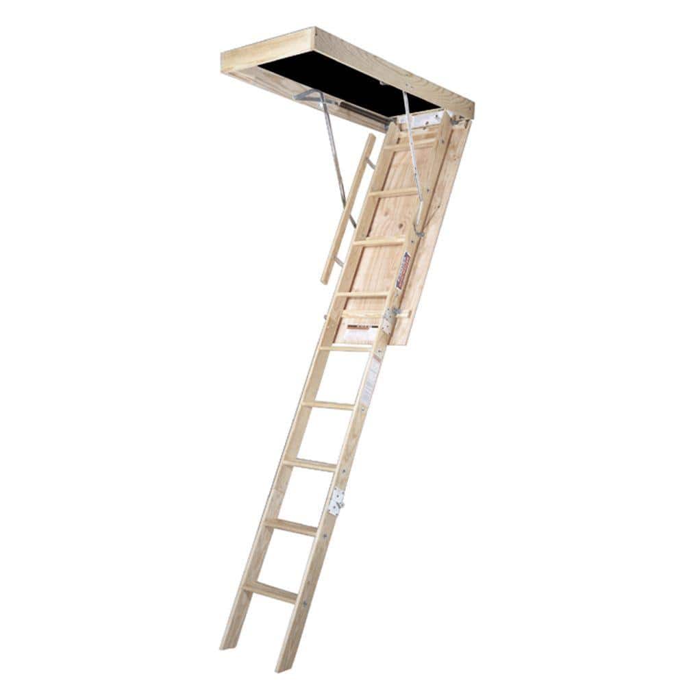 Werner 10 ft., 25 in. x 54 in. Wood Attic Ladder with 250 lb. Maximum Load Capacity for $102