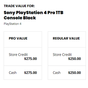 Playstation 4 pro trade in value on sale