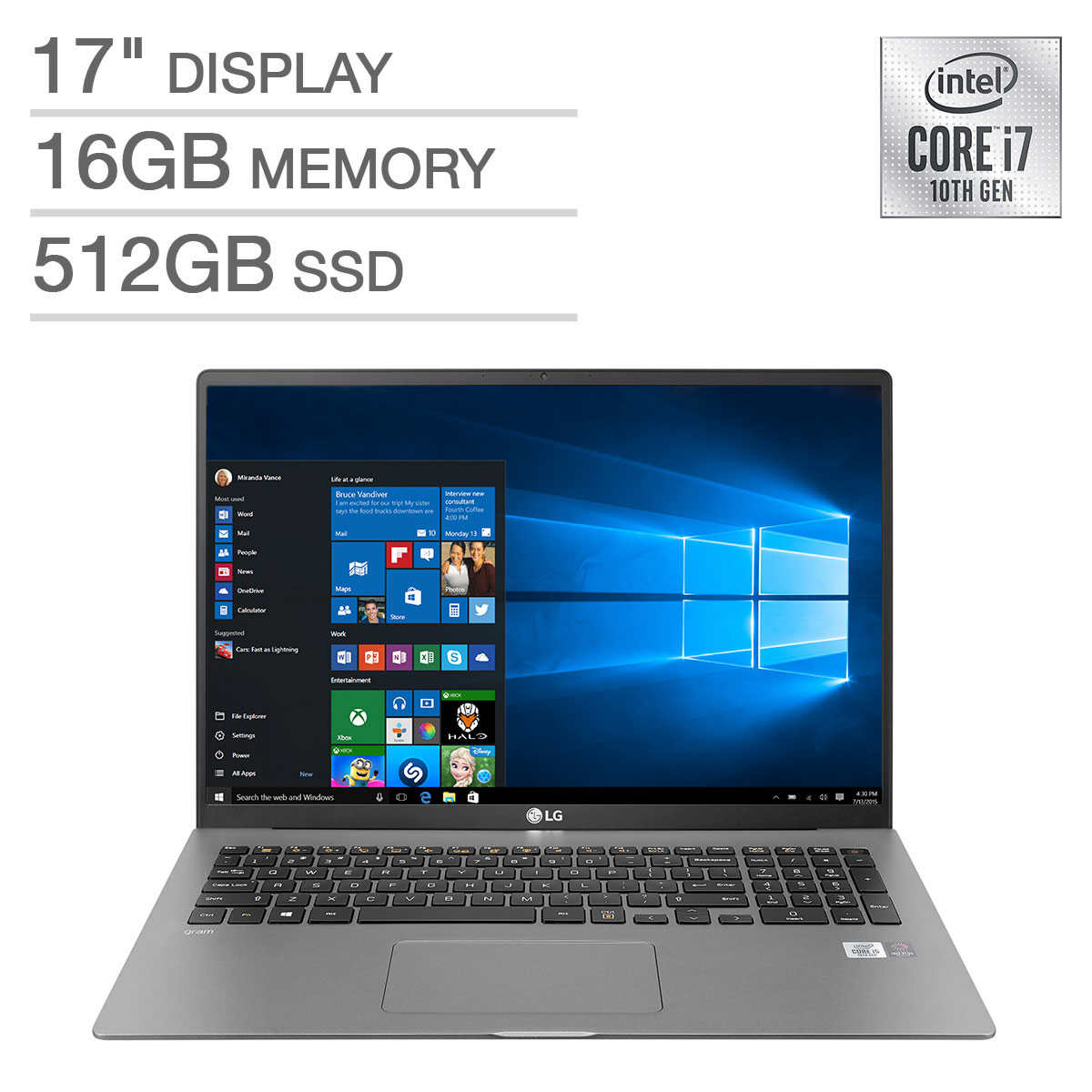 Costco Members Lg Gram 17 Laptop Intel I7 1065g7 512gb Nvme Ssd 16gb Ram