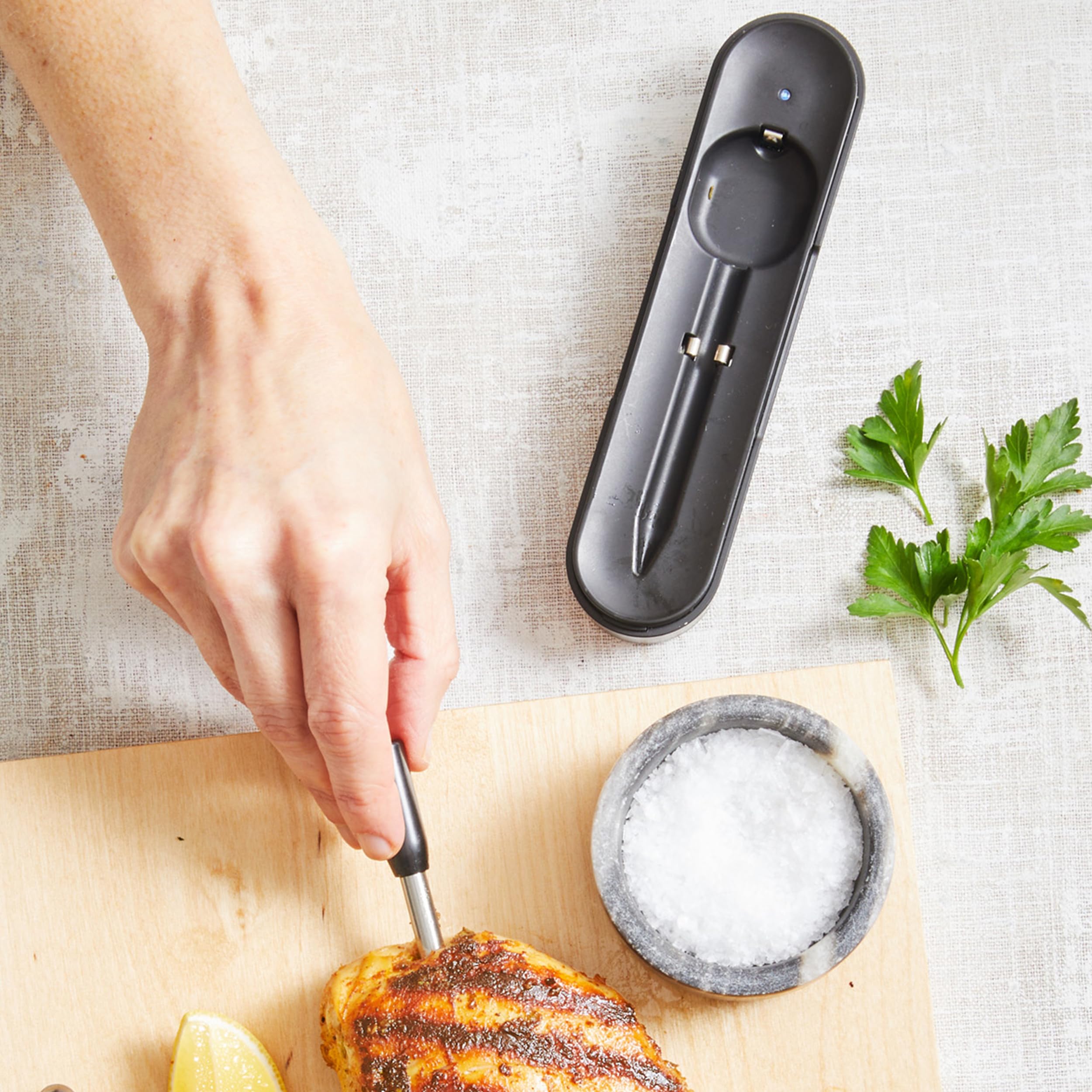 KitchenAid Yummly Smart Meat Thermometer with Wireless Bluetooth Connectivity, 43 Hour Battery, 165 ft Range & Range Extender, $65.78