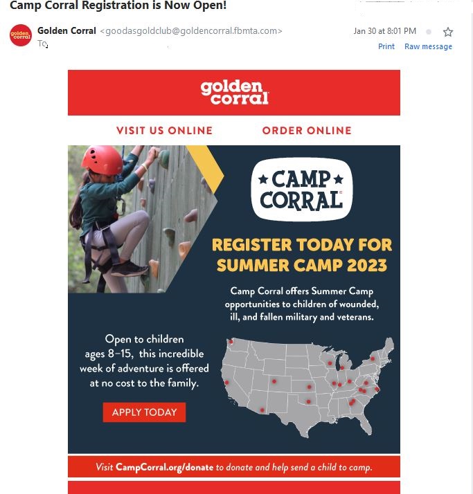 Free Summer Camp for Children of Wounded, Fallen, or Ill Military - Camp Corral
