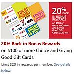 20% Back in Office Depot/OfficeMax Rewards when you buy $100 or more in Choice and Giving Good Gift Cards - In-Store B&amp;M. 3/26/23-4/1/23