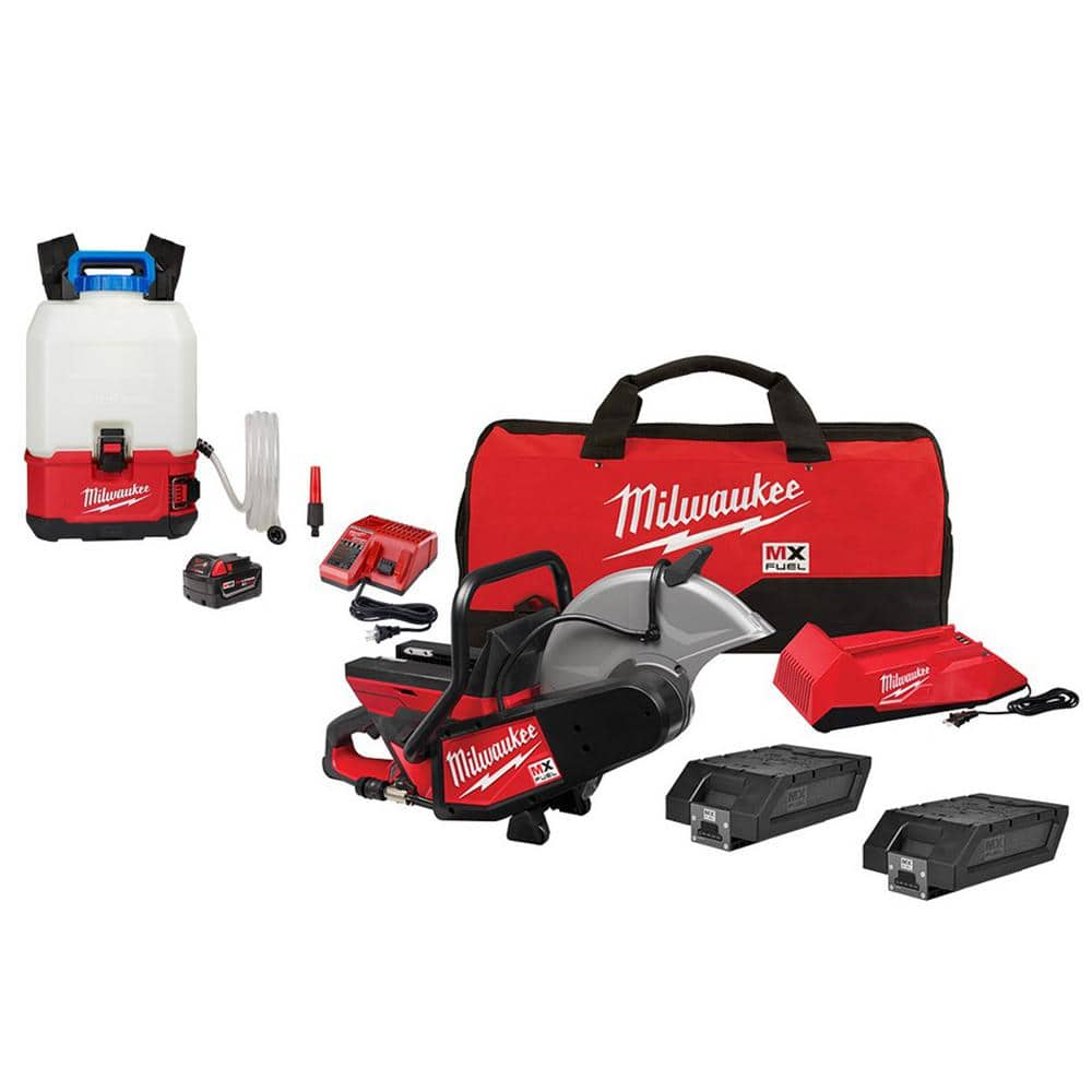 Milwaukee MX FUEL Lithium-Ion Cordless 14 in. Cut Off Saw Kit with 2 Batteries and Switch Tank Backpack Water Supply Kit MXF314-2XC-2820-21WS - The Home Depot $2543