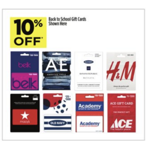 10% Off Select Gift Cards In-Store at Dollar General (Macy's, Belk, American Eagle, H&M, Old Navy, Gap Options, Academy, Ace Hardware)