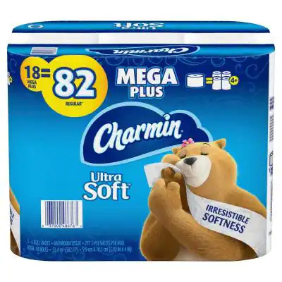 Charmin Ultra-Soft Toilet Paper (18-Mega Plus Rolls) - $6.73 (75% off) B&M YMMV @ Home Depot