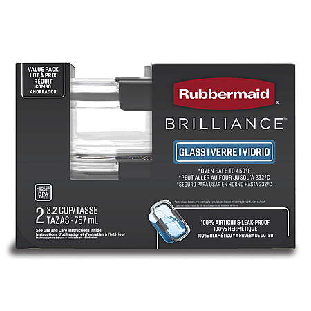 Rubbermaid 3.2 Cup Brilliance Glass Food Storage Containers, Set of 2 $11.99