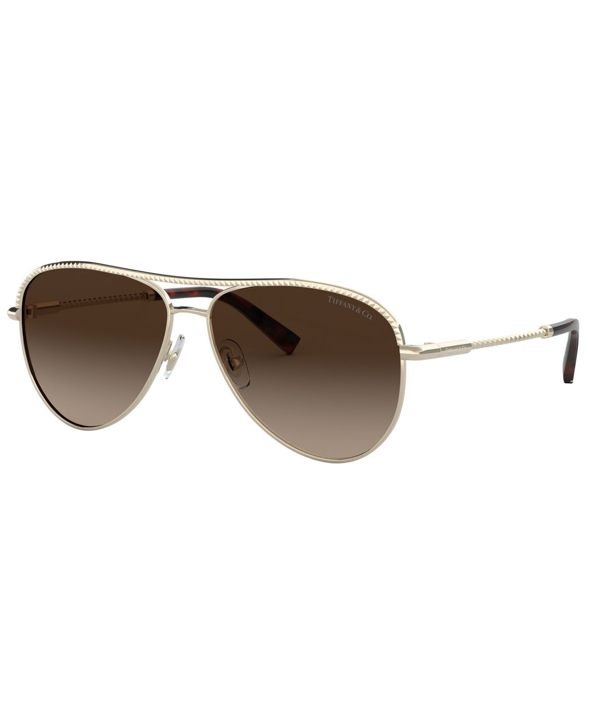 Tiffany & Co. Sunglasses, Small Pilot TF3062 57 PALE GOLD/BROWN GRADIENT $193 FS