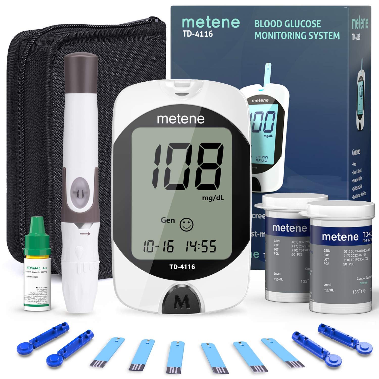 $9.99 - Metene TD-4116 Blood Glucose Monitor Kit with 100 Glucometer Strips, 100 Lancets
