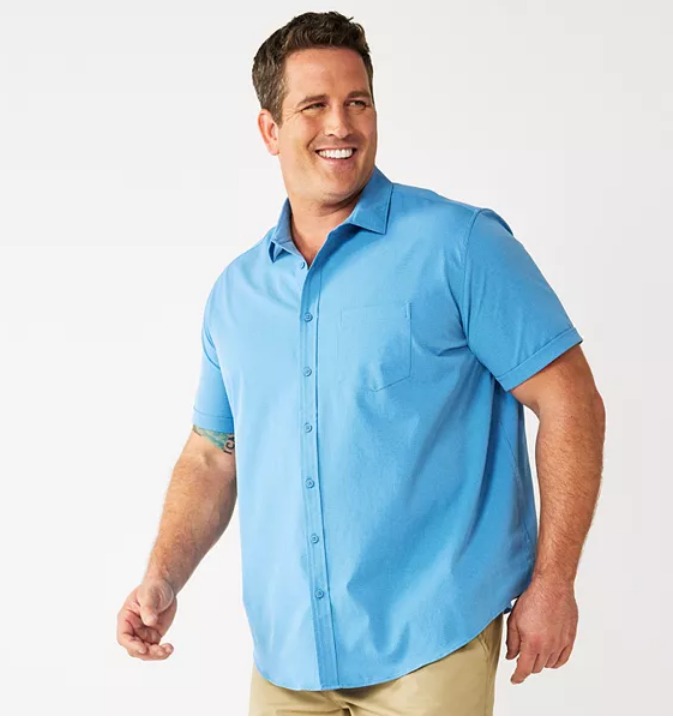 Men's Big & Tall Apt. 9 Slim-Fit Athleisure Untucked Tech Button-Down Shirt - $16