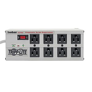 Tripp Lite ISOBAR8ULTRA Isobar 8 Outlet Surge Protector Power Strip, 12ft Cord, Right-Angle Plug, Metal White $68.72