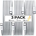 3-Pack LISEN 6.6' 60W USB-C to USB-C Charger Cables $5