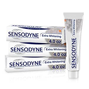 Sensodyne Toothpaste, Extra Whitening for Sensitive Teeth, 4 Ounce (Pack of 3) for $9.70