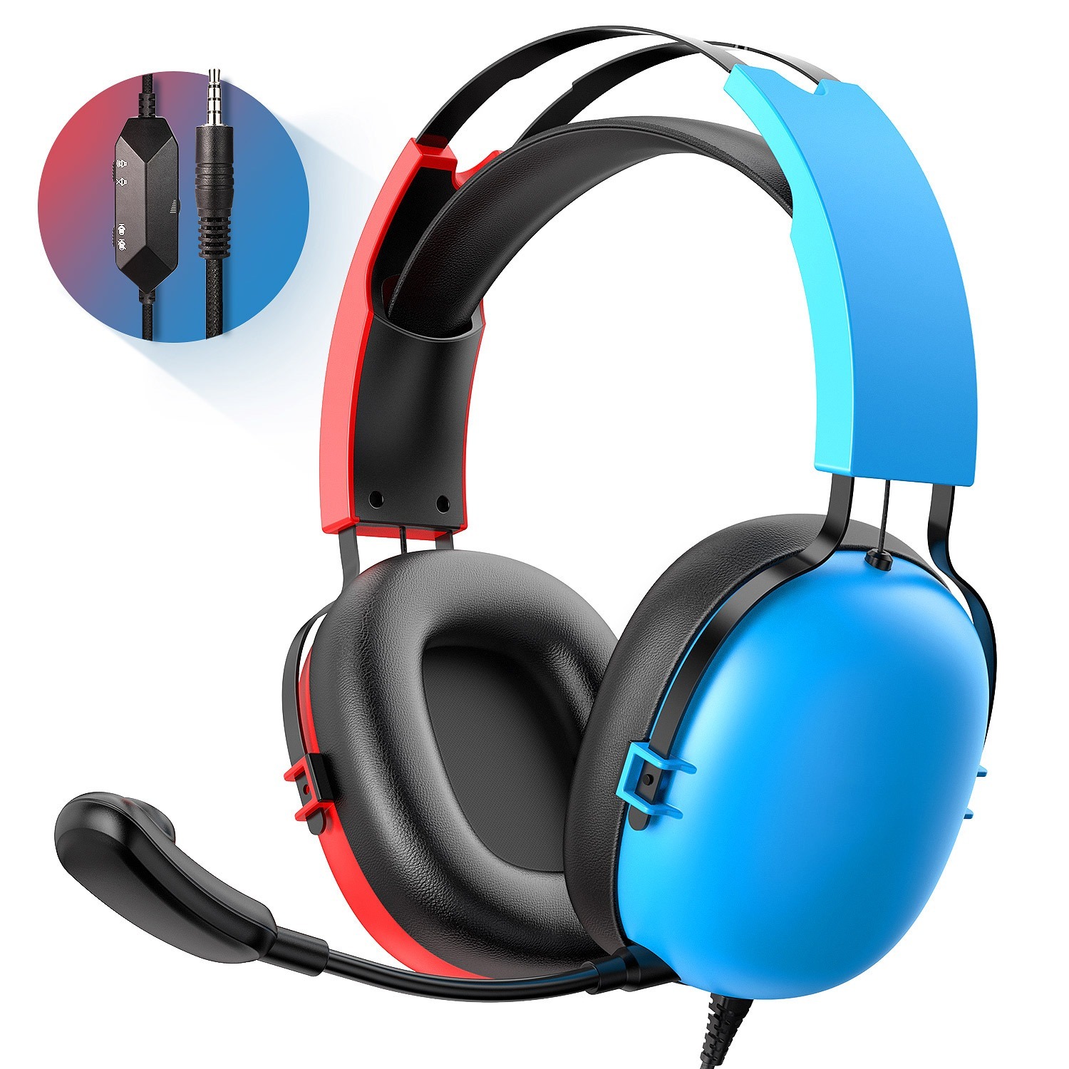 Jelly Comb Gaming Headset for Nintendo Switch w/ Mic (Red & Blue) 10 + Free Shipping w