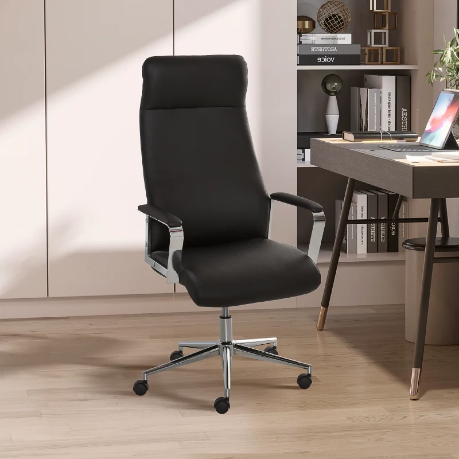Vinsetto High Back Faux Leather Office Chair (Black) $75 + Free Shipping