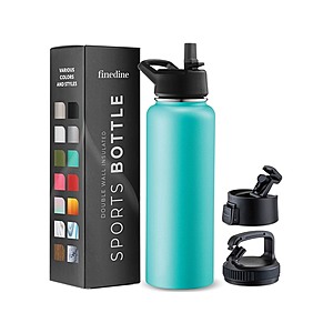 FineDine Insulated Water Bottles with Straw - 64 Oz Stainless