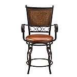 Big &amp; Tall 24&quot; Metal Stamped Back Counter Stool with Swivel and Arms, Rich Bronze with Warm Rust Faux Leather $105.34 + Free Shipping