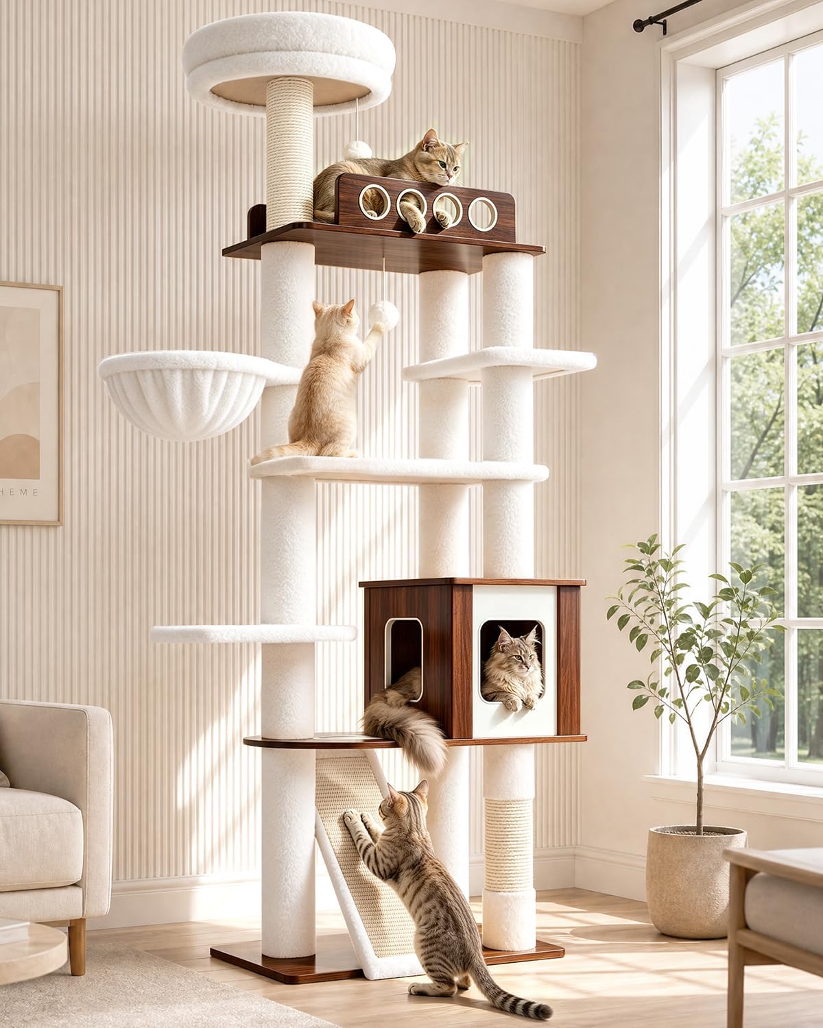 National Cat Day - 70" Wood Cat Tree 