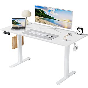 SMUG Standing Desk, 55x24 Inch Ergonomic Adjustable Height Electric Sit Stand Up Down Computer Table with Whole-Piece Desktop Board, White $93.52 - Discover Card Offer Required
