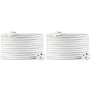 2-Pack 20' Amazon Basics 13 Amps 125V Extension Cord (White or Black) .30