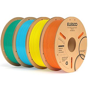 4-Ct 1Kg ELEGOO PLA/PETG 1.75mm 3D Printer Filament Spool Bundles (Various) $40 