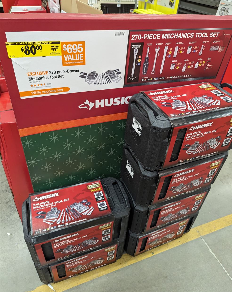 YMMV/IN STORE Husky Mechanics Tool Set (270Piece) (SKU H270MTSQ223) 80