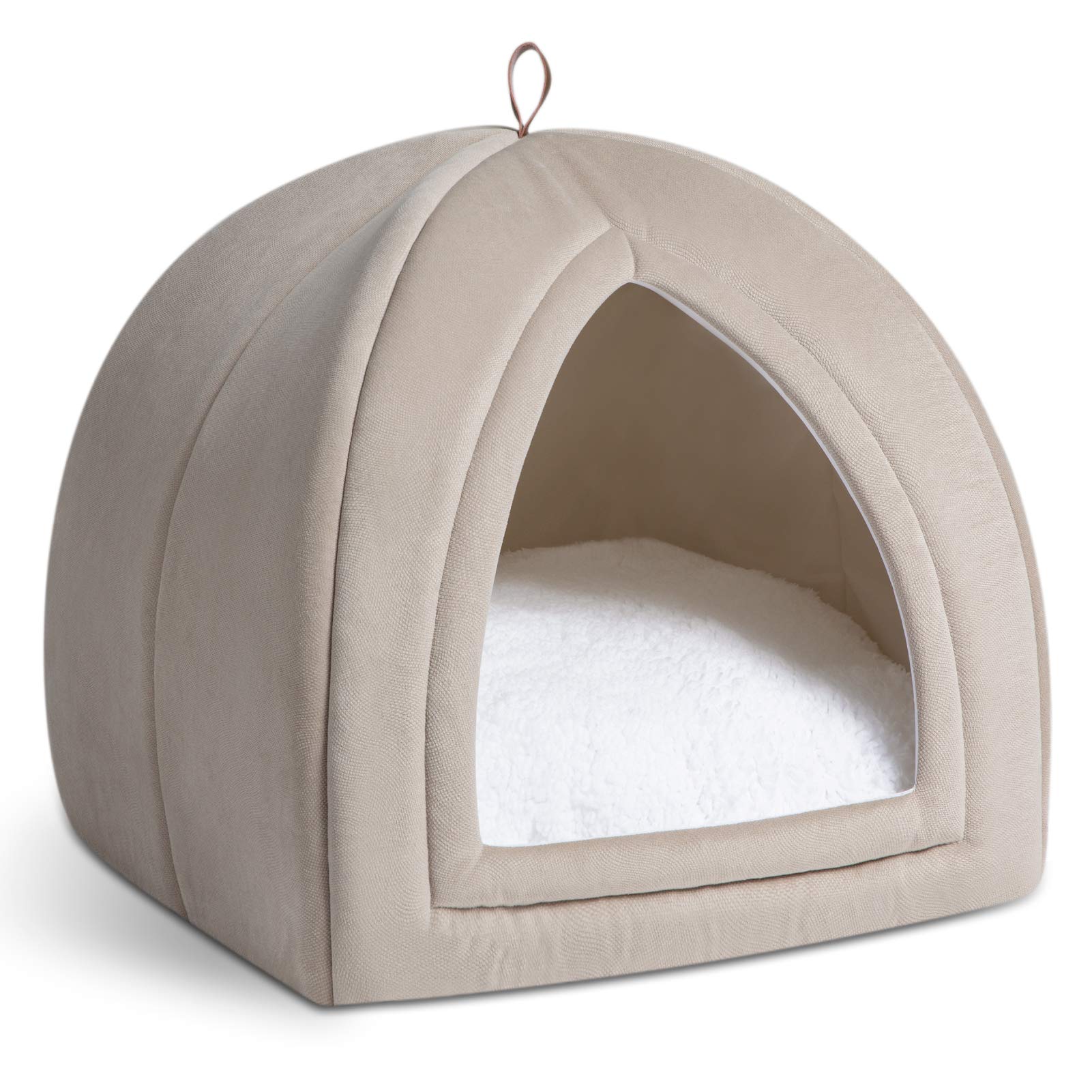19" Bedsure Comfy Pet Tent Bed w/ Removable Washable Pillow (Dark Beige) $17 + Free Shipping