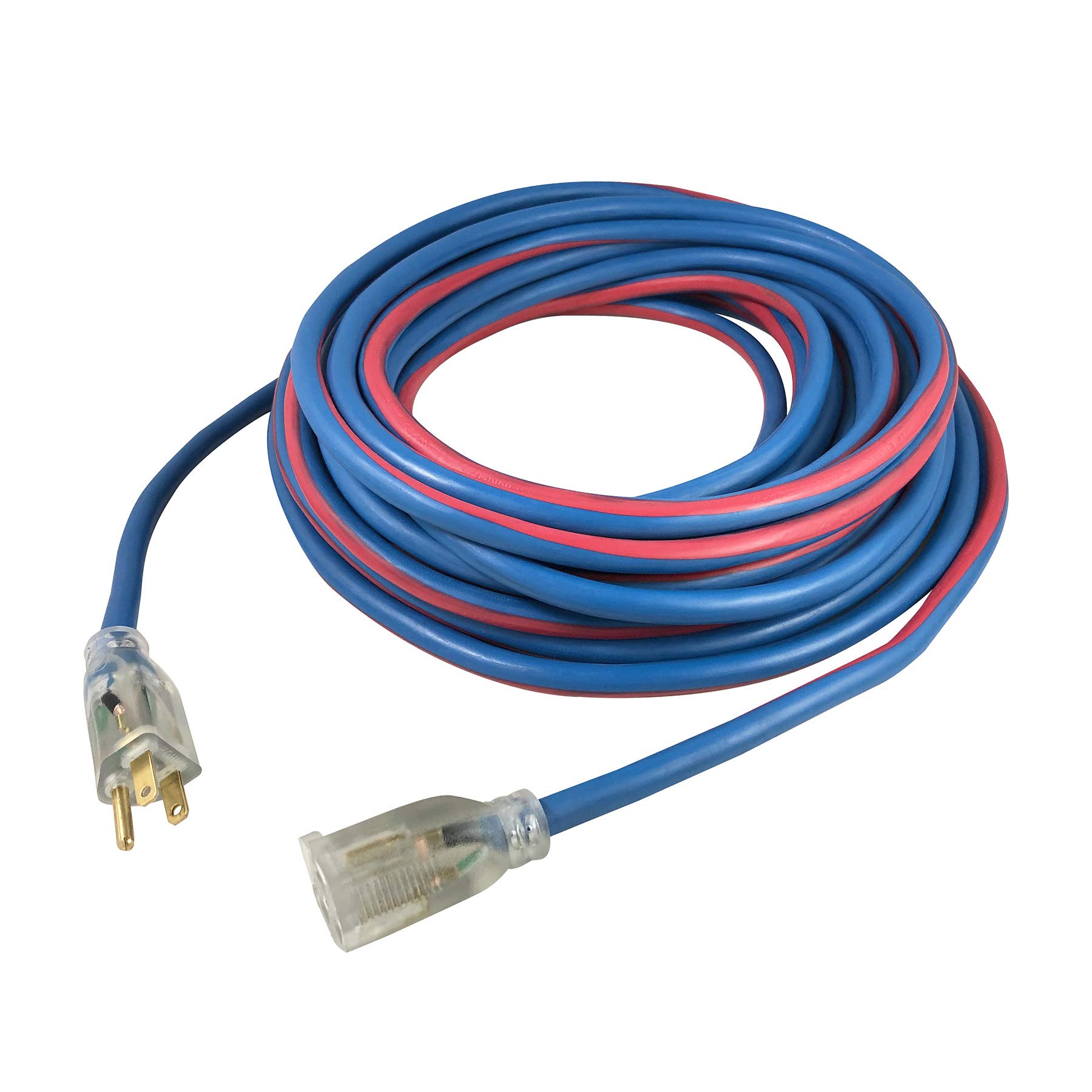 100' US Wire & Cable All-Weather 12/3 SJEOOW, 15 Amp, 125V, 1875 Watts Extension Cord w/ Lighted End (Blue/Red) $86.40 + Free Shipping