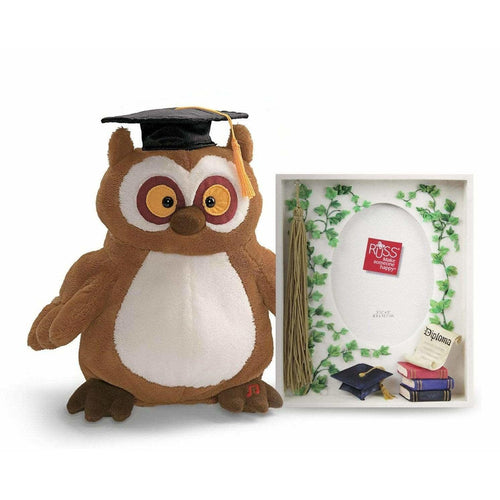 10.5" Musical Owl & Russ Photo Frame Graduation Gift Set $20 + Free Shipping
