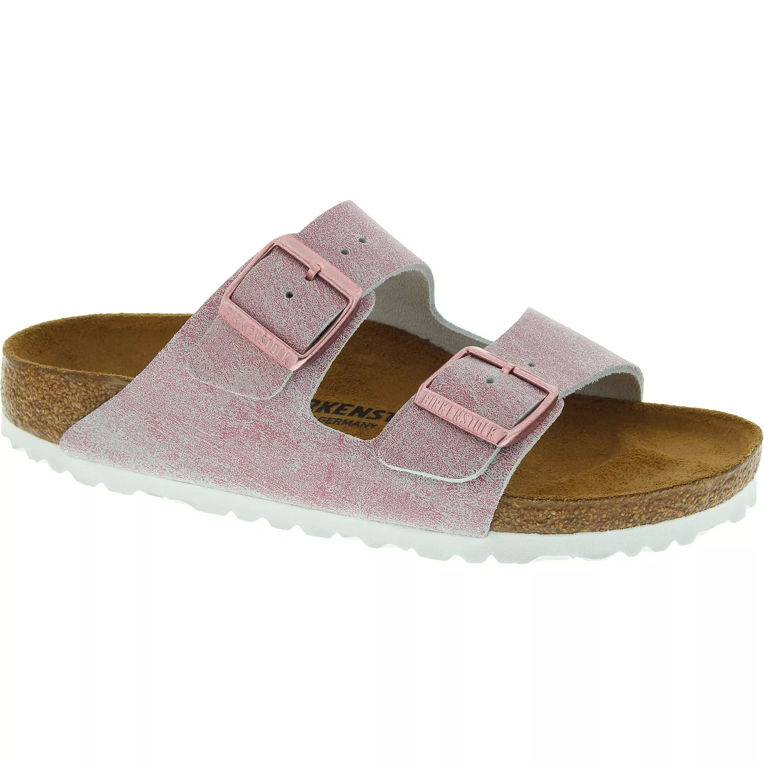 birkenstock washed metallic rose
