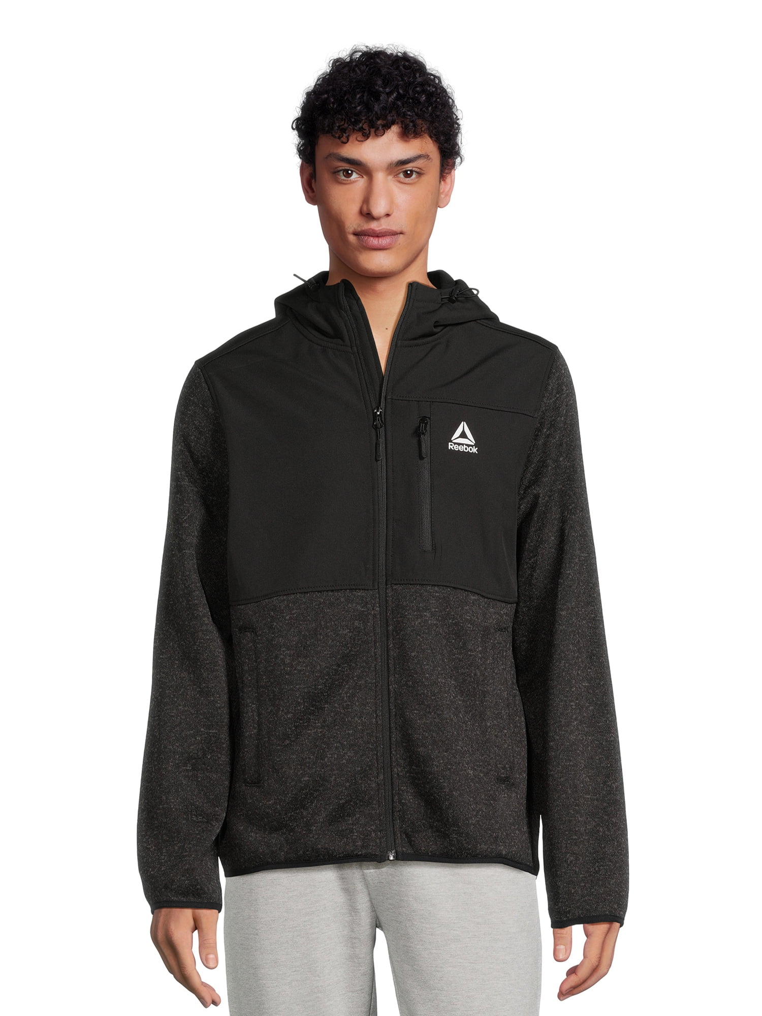 Reebok Men’s Hooded Sweater Fleece Jacket (Black or Grey) $20 + Free S ...