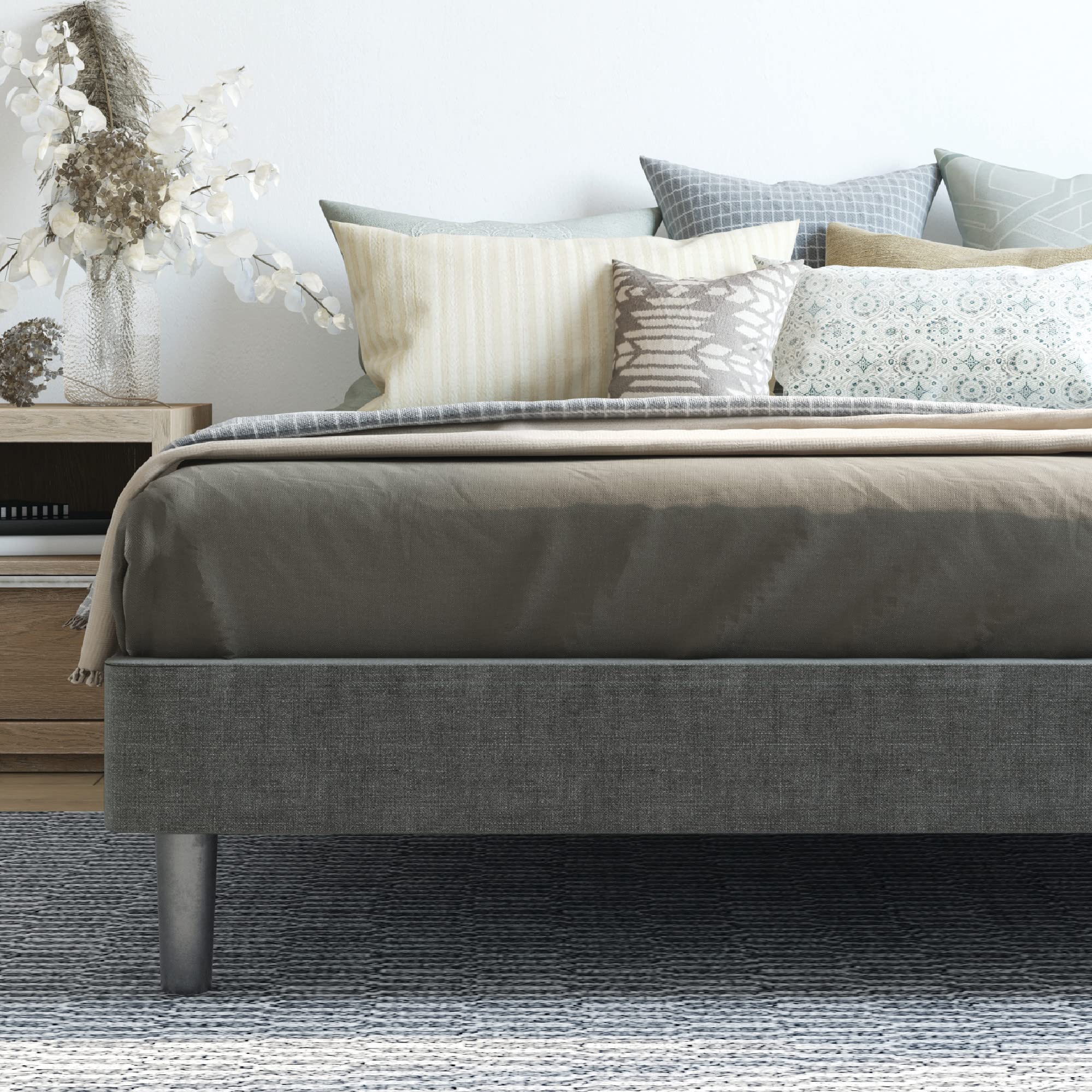 Classic Brands Claridge Upholstered Mattress Foundation or Platform Bed (Grey, Full) $58.65 + Free Shipping