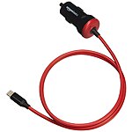 3' Amazon Basics Car Charger w/ Straight Lightning Cable for iPhone and Apple Devices (Black/Red, 12W) $7.05 + Free Shipping w/ Prime or on $25+