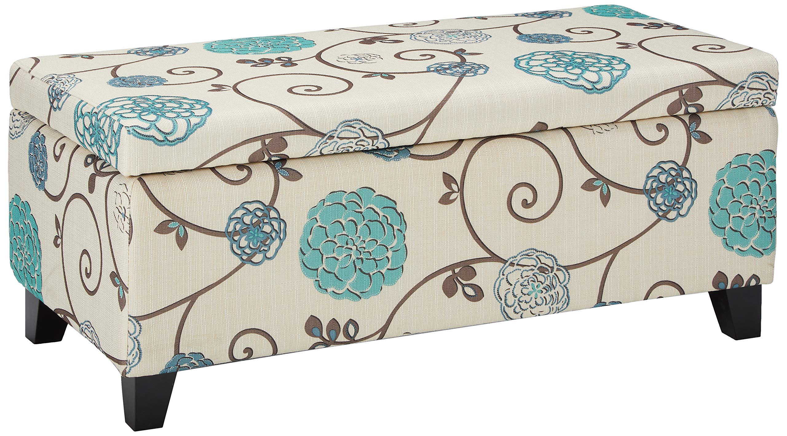 39" Christopher Knight Home Breanna Fabric Storage Ottoman (White & Blue Floral) $67.80 + Free Shipping