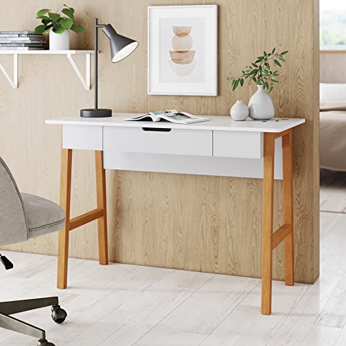 Nathan James Jacklyn Modern Home Office 1-Drawer Writing Desk (White/Brown) $70 + Free Shipping