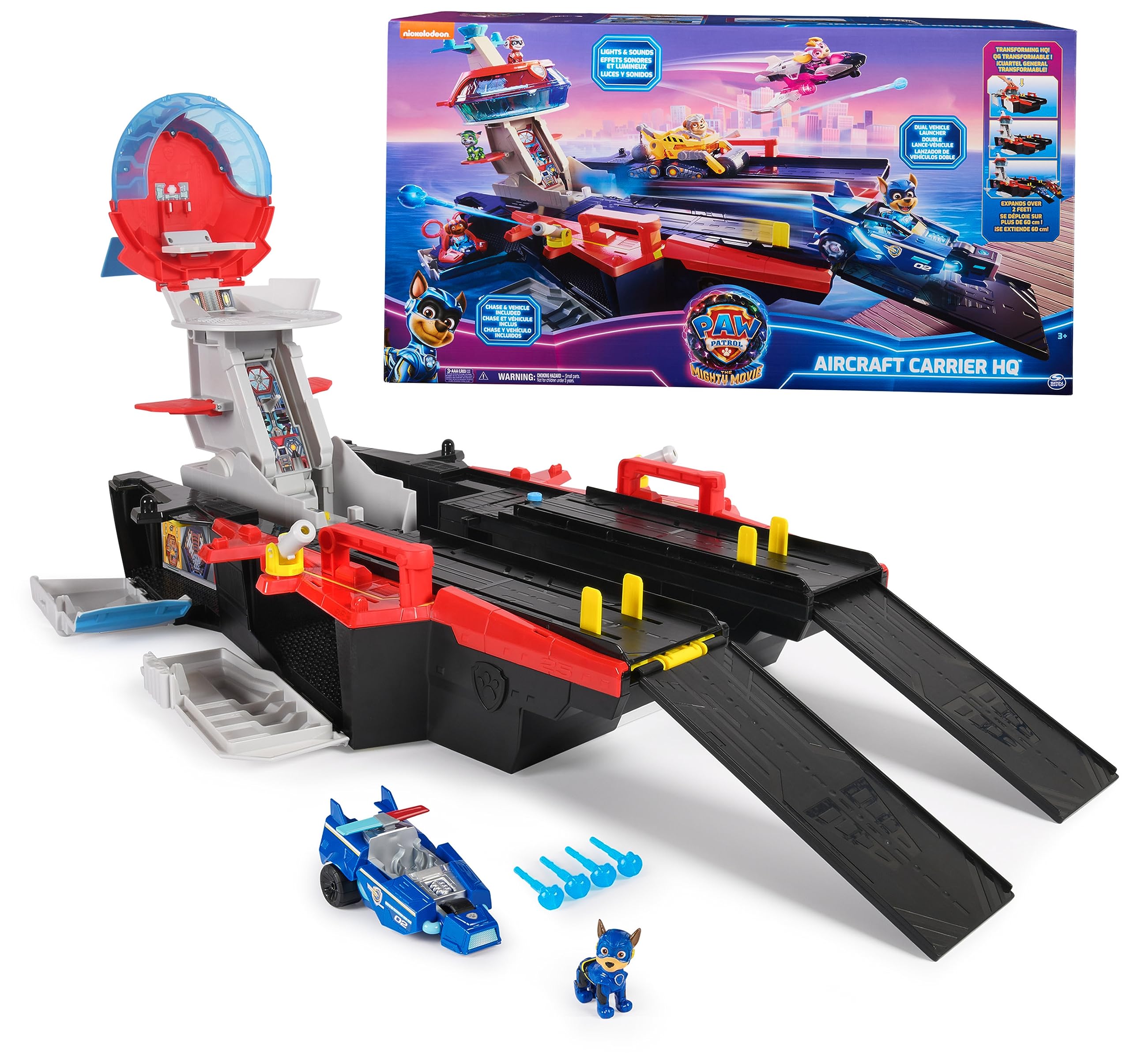 Nickelodeon Paw Patrol The Mighty Movie: Aircraft Carrier HQ w/ Chase Action Figure & Mighty Pups Cruiser $52 + Free Shipping