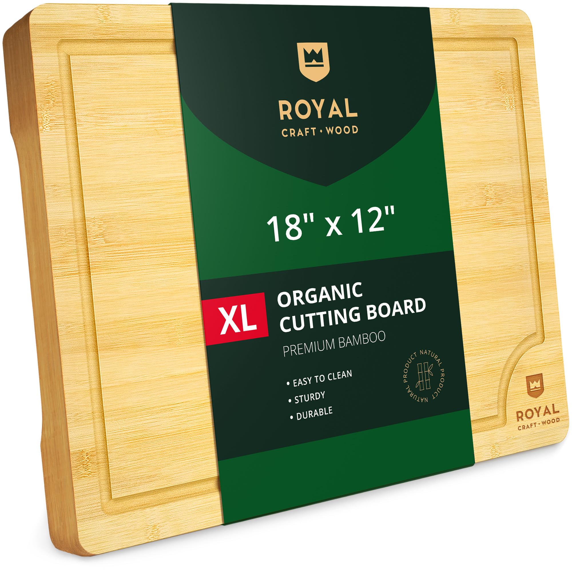 18" x 12" Royal Craft Bamboo Wood Cutting Board w/ Deep Juice Groove (Natural) $9.97 + Free Shipping w/ Prime or on $35+